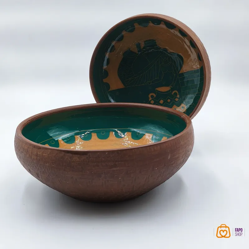 ست آجیل و شیرینی خوری دست ساز سفالی