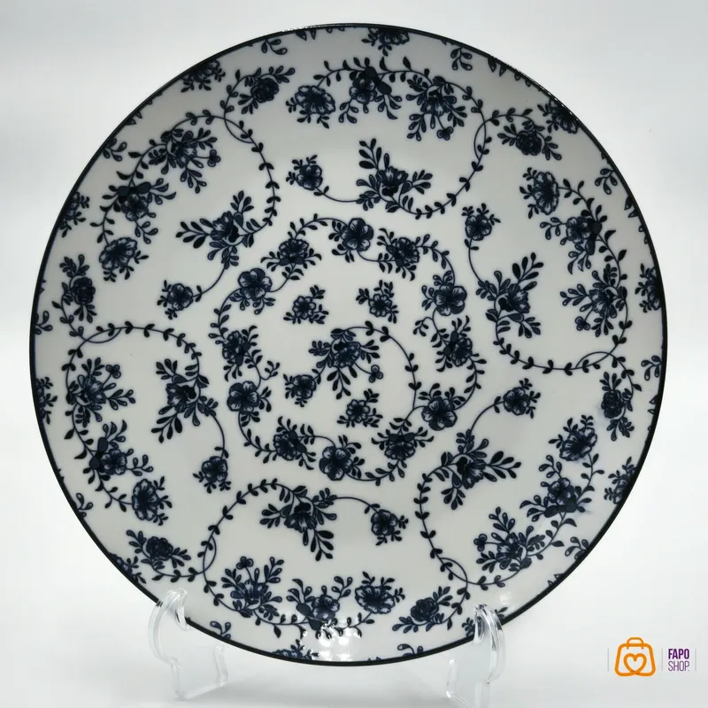 بشقاب سرامیکی گل آبی