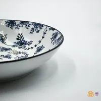 بشقاب گود سرامیکی گل آبی