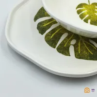 کاسه و بشقاب سرامیکی  طرح برگ