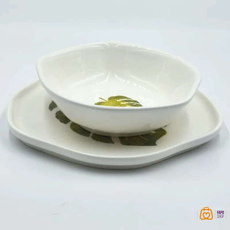 کاسه و بشقاب سرامیکی  طرح برگ