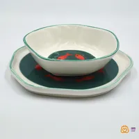 کاسه و بشقاب سرامیکی  طرح ماهی قرمز