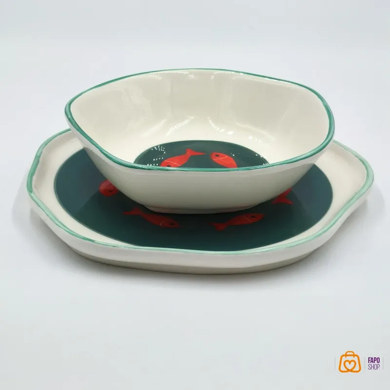 کاسه و بشقاب سرامیکی  طرح ماهی قرمز