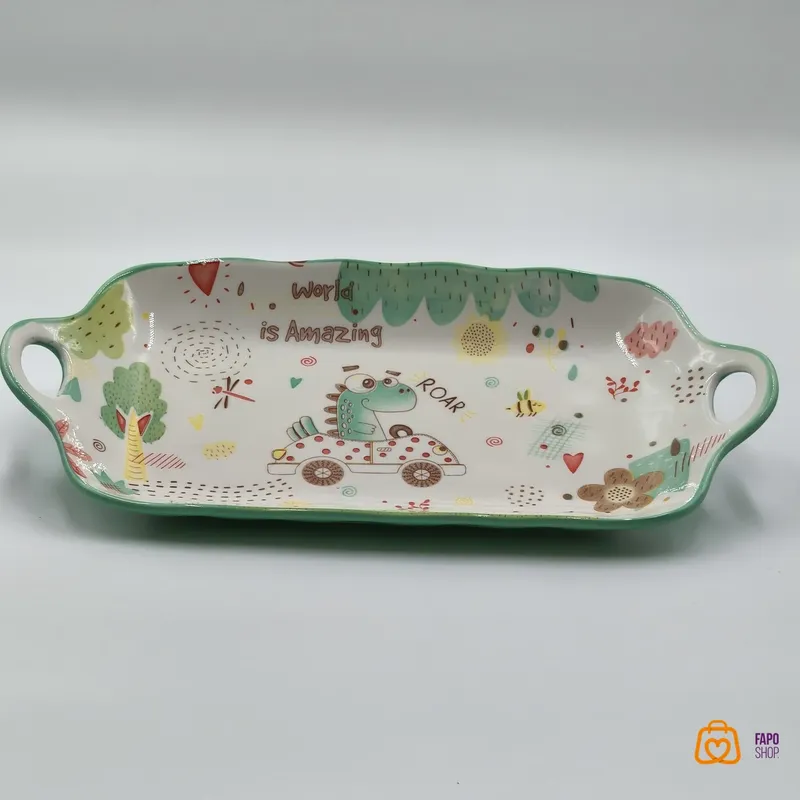 دیس سرامیکی ورداتی فانتزی طرح دایناسور