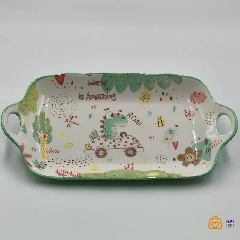 دیس سرامیکی ورداتی فانتزی طرح دایناسور