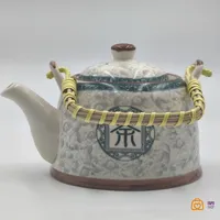 قوری سرامیکی وارداتی با دسته بامبو