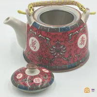 قوری سرامیکی وارداتی با دسته بامبو