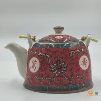 قوری سرامیکی وارداتی با دسته بامبو