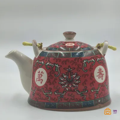 قوری سرامیکی وارداتی با دسته بامبو