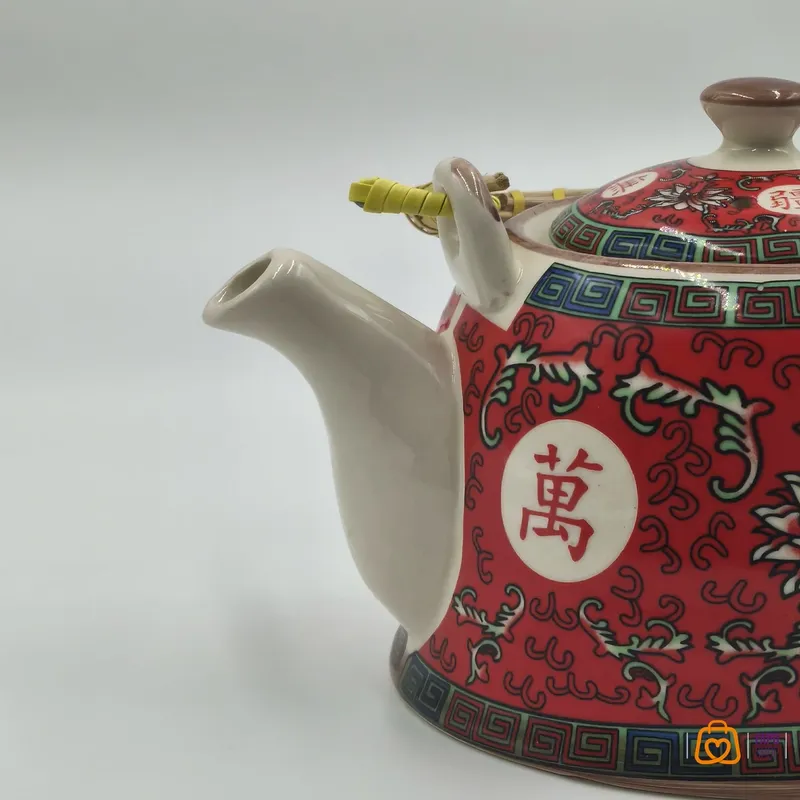 قوری سرامیکی وارداتی با دسته بامبو