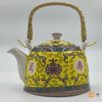 قوری سرامیکی وارداتی با دسته بامبو