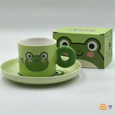 ماگ و بشقاب سرامیکی وارداتی طرح قورباغه