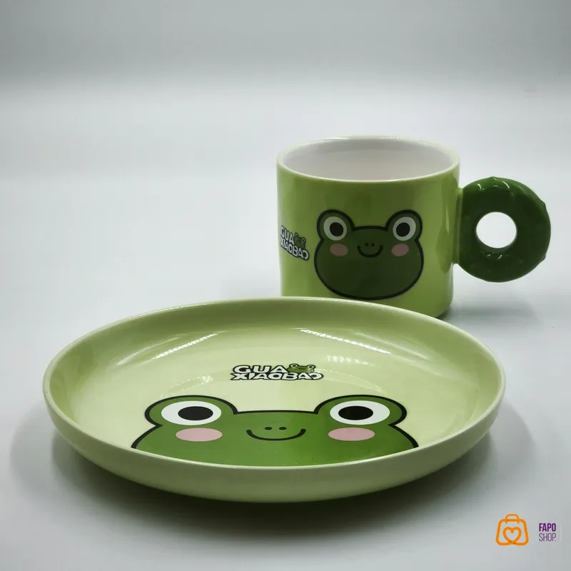 ماگ و بشقاب سرامیکی وارداتی طرح قورباغه