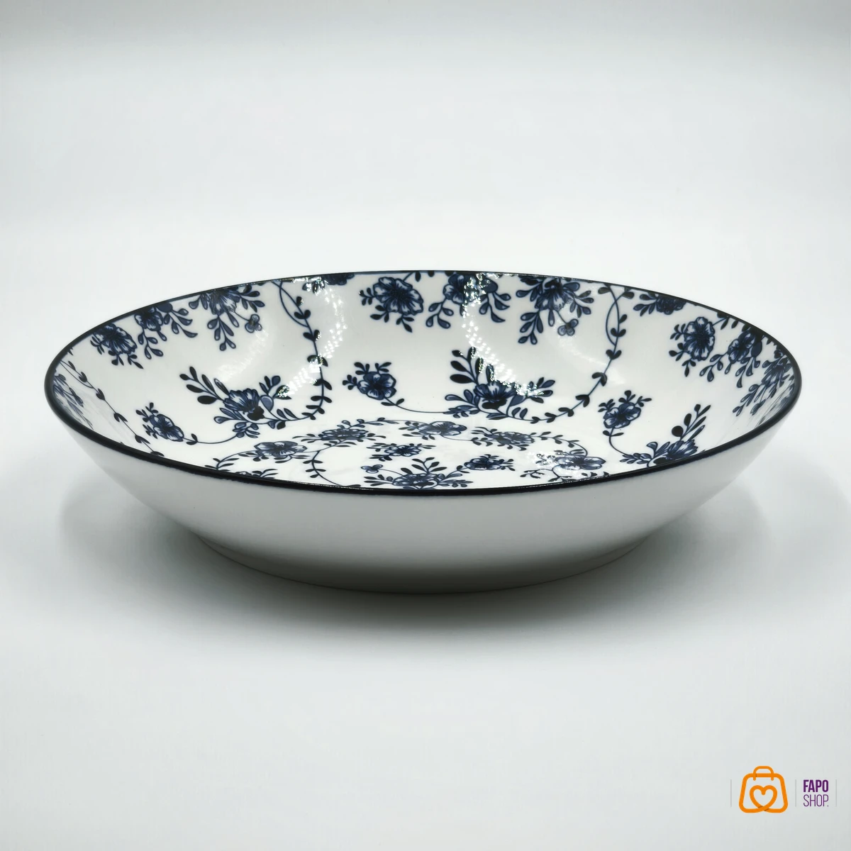 تصویر بشقاب گود سرامیکی گل آبی